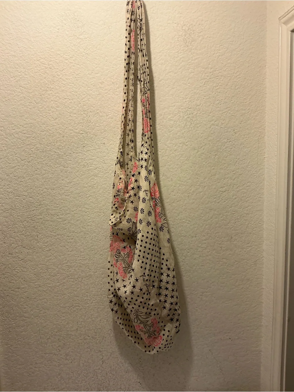 Free People Pink and Cream Floral Polka Dot Shoulder Bag